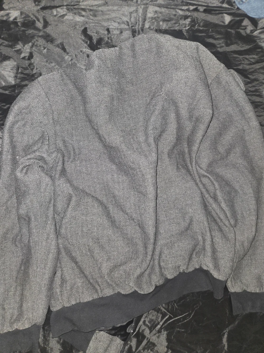 Gray Herringbone Bomber Jacket